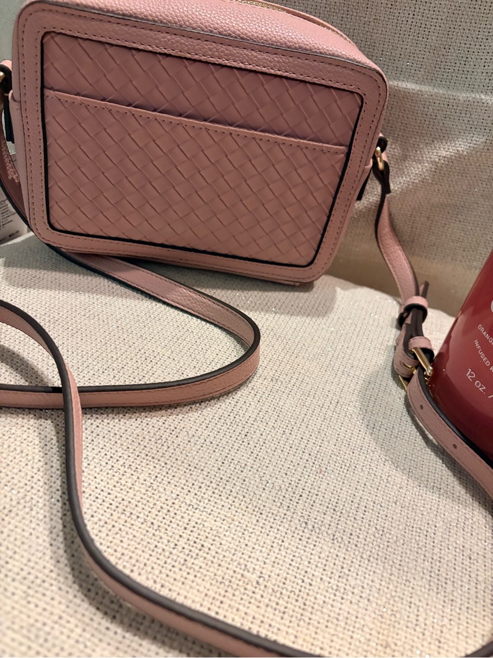 Nautica Blush Light Pink Woven Crossbody Bag - Picture 3 of 11